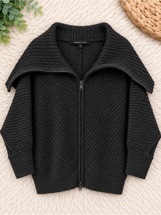 BCBGMaxAzria Sweaters - BCBGMaxAzria Charcoal Zip-Up Sweater x
